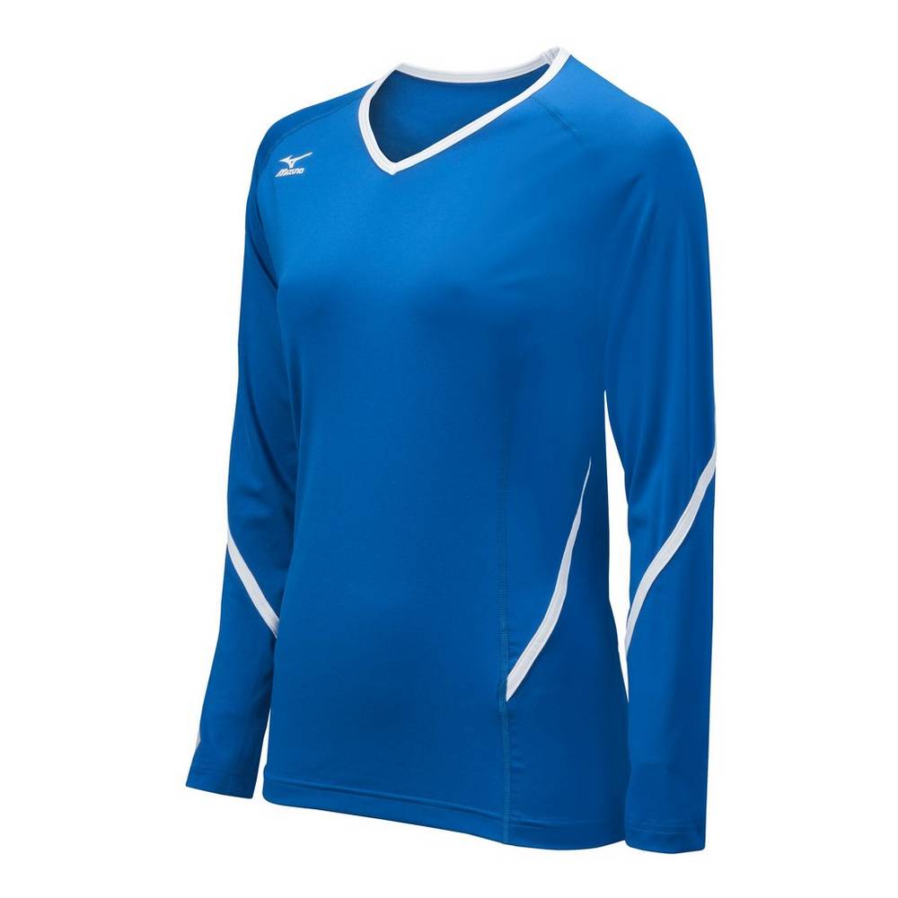 Maglia Mizuno Pallavolo Techno Generation Long Sleeve Donna - Blu Reale/Bianche - 70928-YOWM